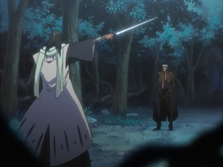 Bleach Ep 95: Byakuya Takes the Field! Dance of the Wind-Splitting Cherry Blossoms @ 00:03:56