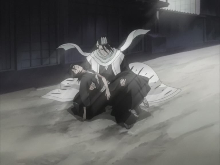 Bleach Ep 95: Byakuya Takes the Field! Dance of the Wind-Splitting Cherry Blossoms @ 00:07:22