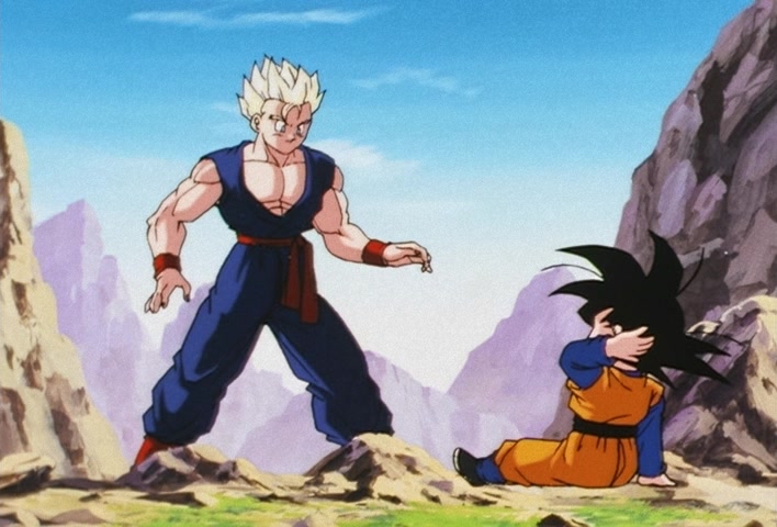 Dragon Ball Z Ep 206: Even Gohan is Surprised! Goten's Explosion of Power @ 09:51