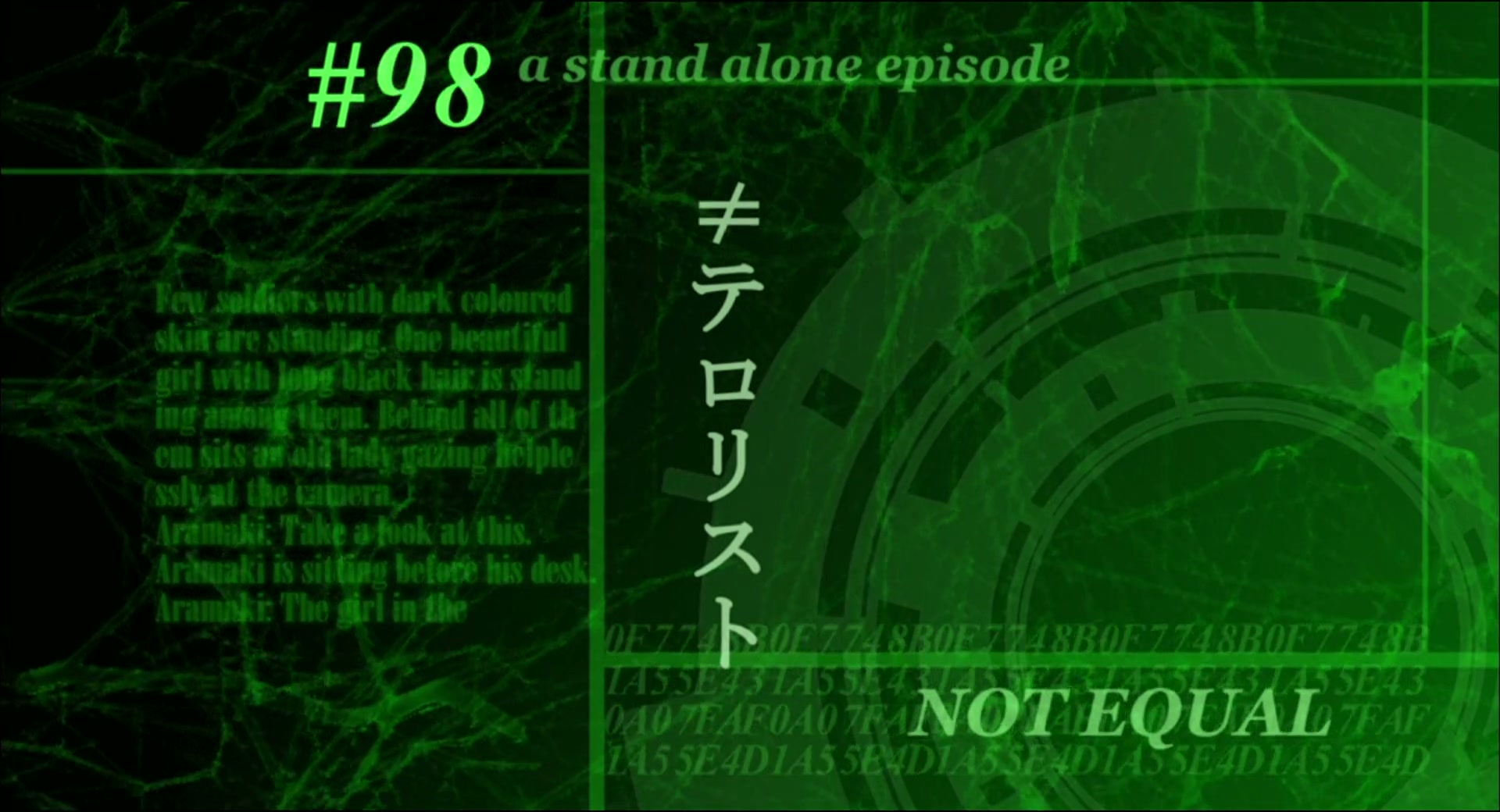 Ghost in the Shell: Stand Alone Complex Ep 13: Not Equal: Terrorists in the Flesh @ 00:03:59