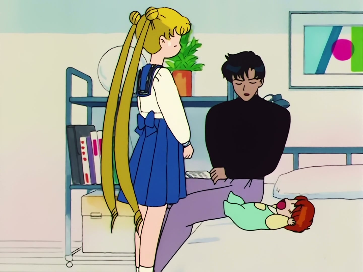 Sailor Moon Ep 53: The Battle of the Babies! Usagi and Mamoru as Baby-Sitters @ 00:07:07