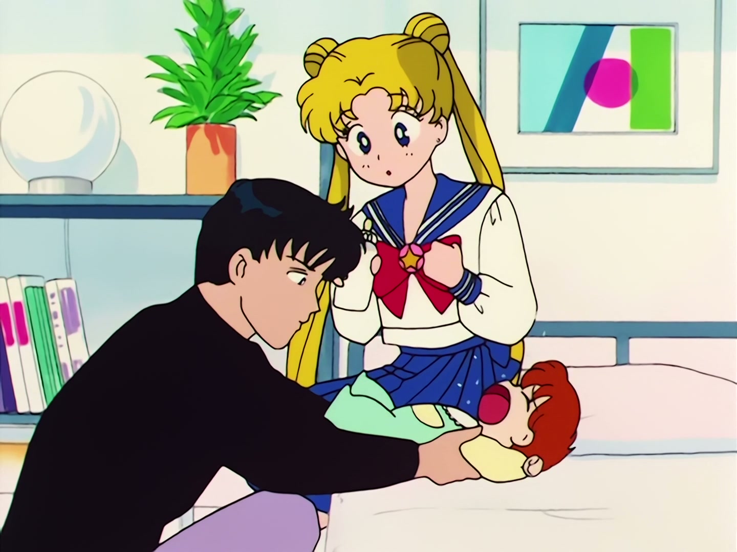 Sailor Moon Ep 53: The Battle of the Babies! Usagi and Mamoru as Baby-Sitters @ 00:08:21